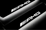Mercedes E W211 W211 2002+ stainless steel LED door sill plates with AMG logo