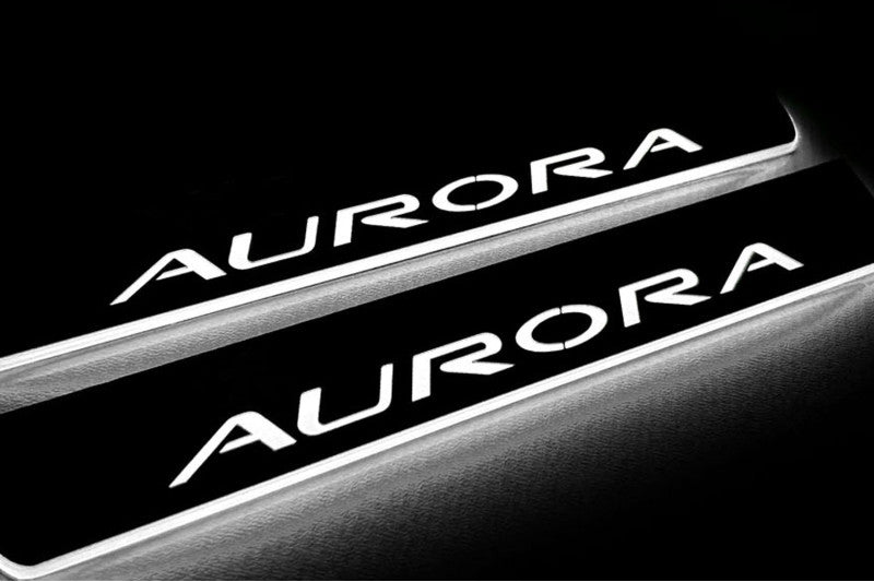 Oldsmobile Aurora I 1995-1999 LED Door Sills LED Door Sills Illuminated Scuff Aurora Logo Stainless Steel Entry Guards Door Sills opdesign