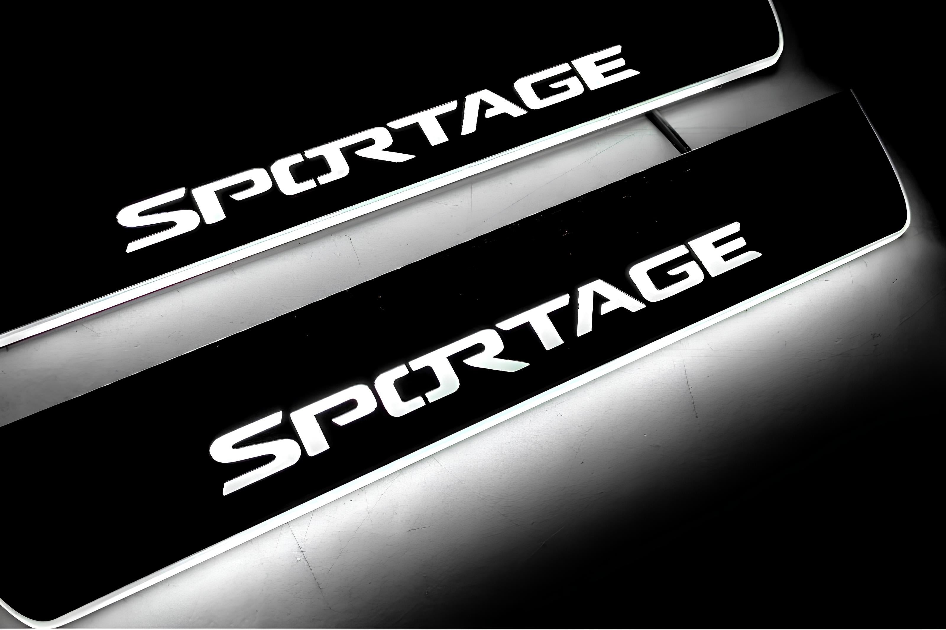 Illuminated LED Door Sill Tread Plates Kia Sportage IV 2015-2022 With Sportage Logo KIA Led Door Sills opdesign