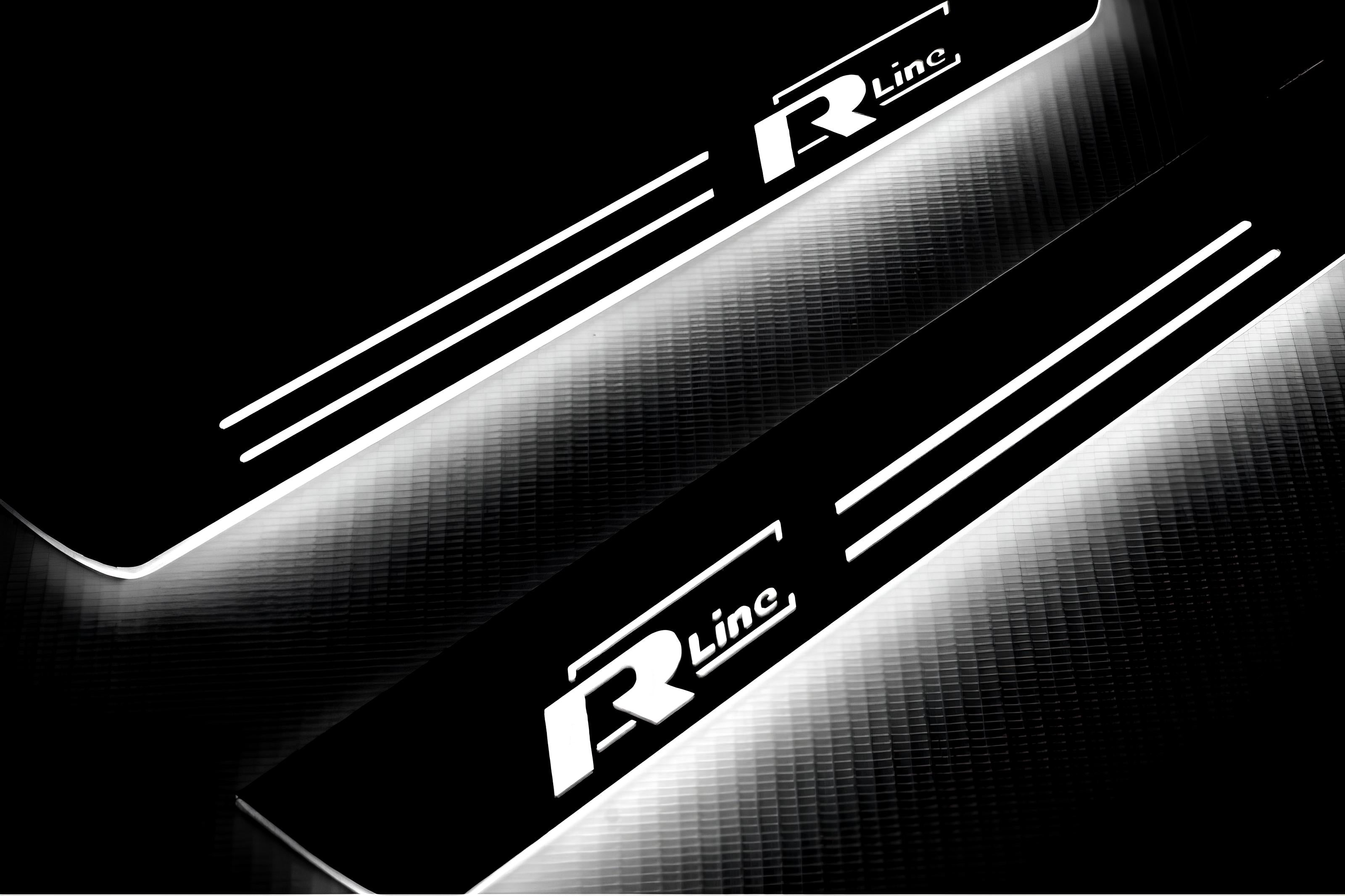 Illuminated LED Door Sill Tread Plates Volkswagen Passat B7 USA 2011-2019 With R-Line Logo Volkswagen Led Door Sills opdesign