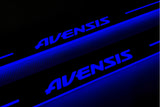 LED door sill plates Toyota Avensis III 2009+ in stainless steel with Avensis logo