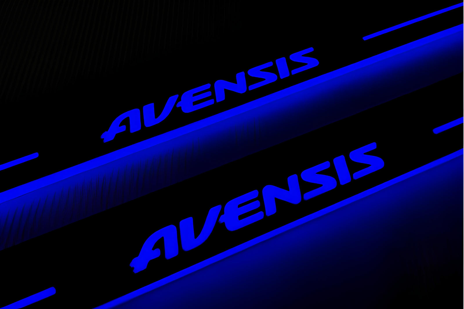 LED door sill plates Toyota Avensis III 2009+ in stainless steel with Avensis logo