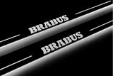 Smart Fortwo III 2014+ illuminated entry guards in stainless steel with Brabus logo