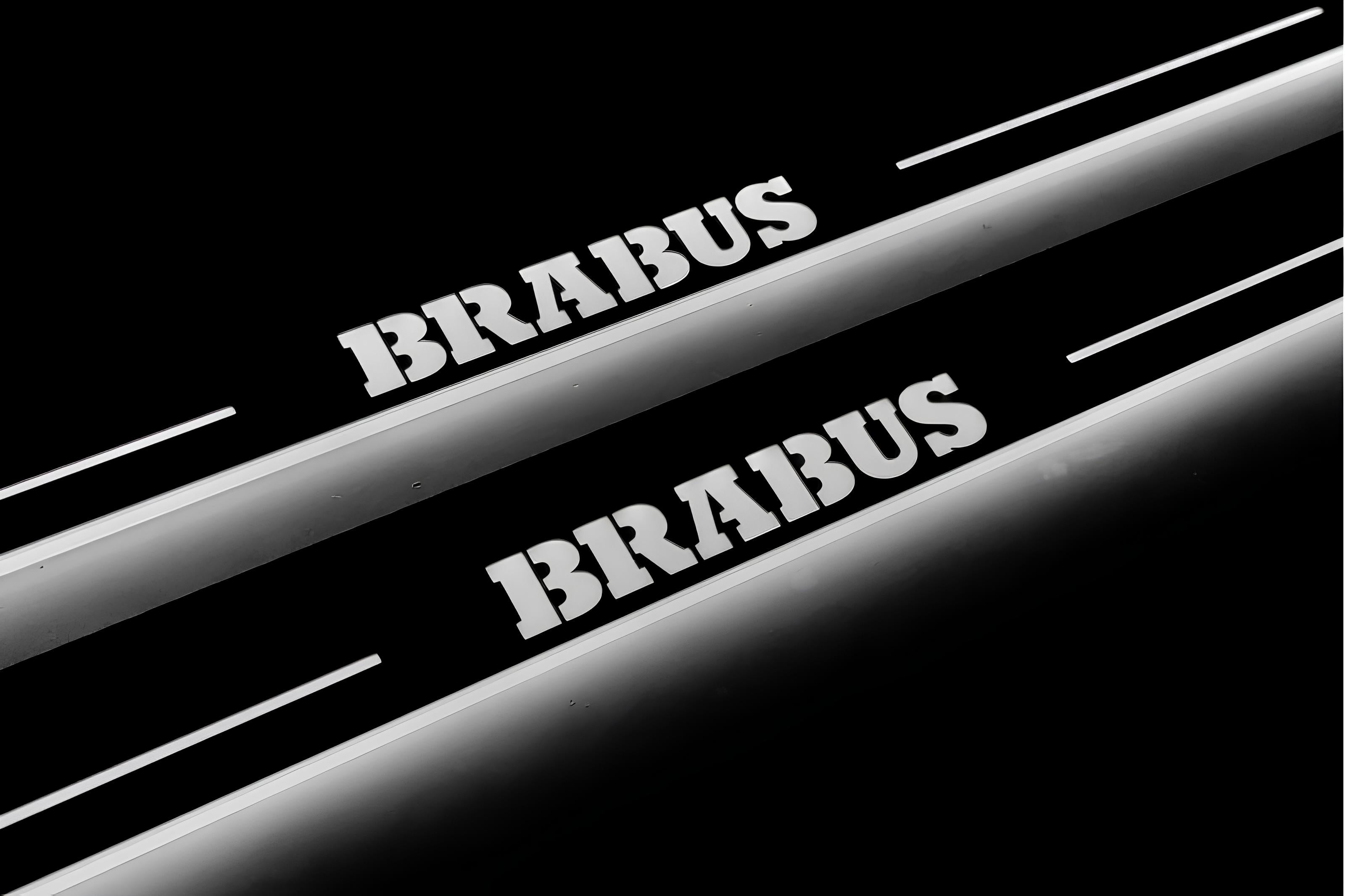Illuminated LED Door Sill Tread Plates Smart Fortwo III 2014+ With Brabus Logo Smart Led Door Sills decoinfabric
