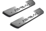 stainless steel LED door sill plates for Toyota Rav4 IV XA40 2013+ with Rav4 logo