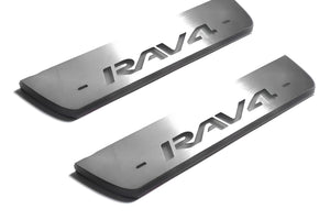 Illuminated LED Door Sill Tread Plates Toyota Rav4 IV 2013-2018 With Rav4 Logo Toyota Led Door Sills opdesign