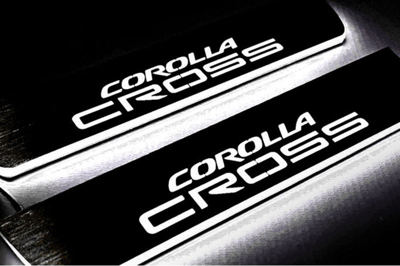Toyota Corolla Cross Stainless LED Door Sills – Corolla Cross Logo