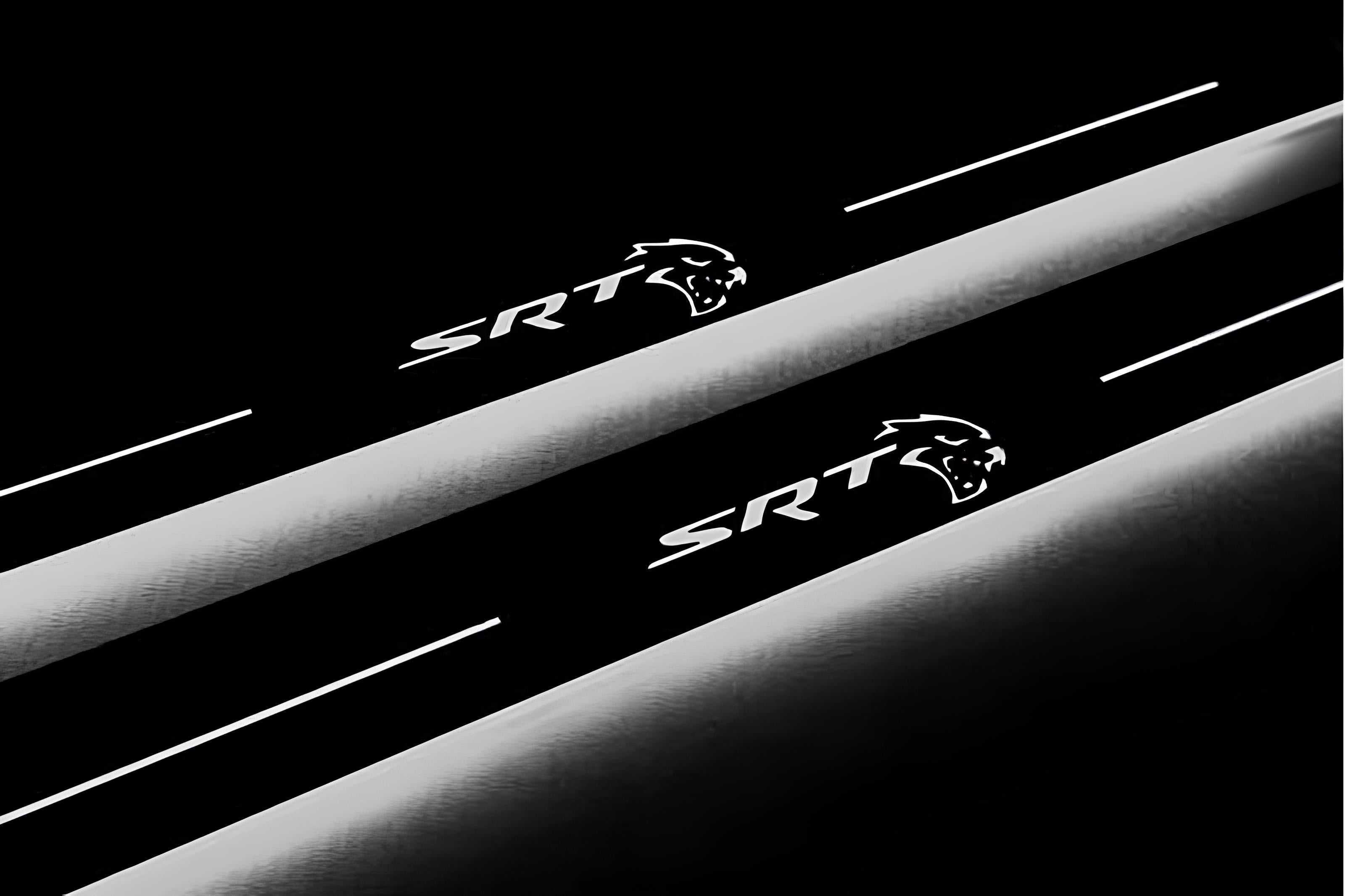 Illuminated LED Door Sill Tread Plates Chrysler 300C II 2011-2023 With SRT HELLCAT Logo Chrysler Led Door Sills decoinfabric
