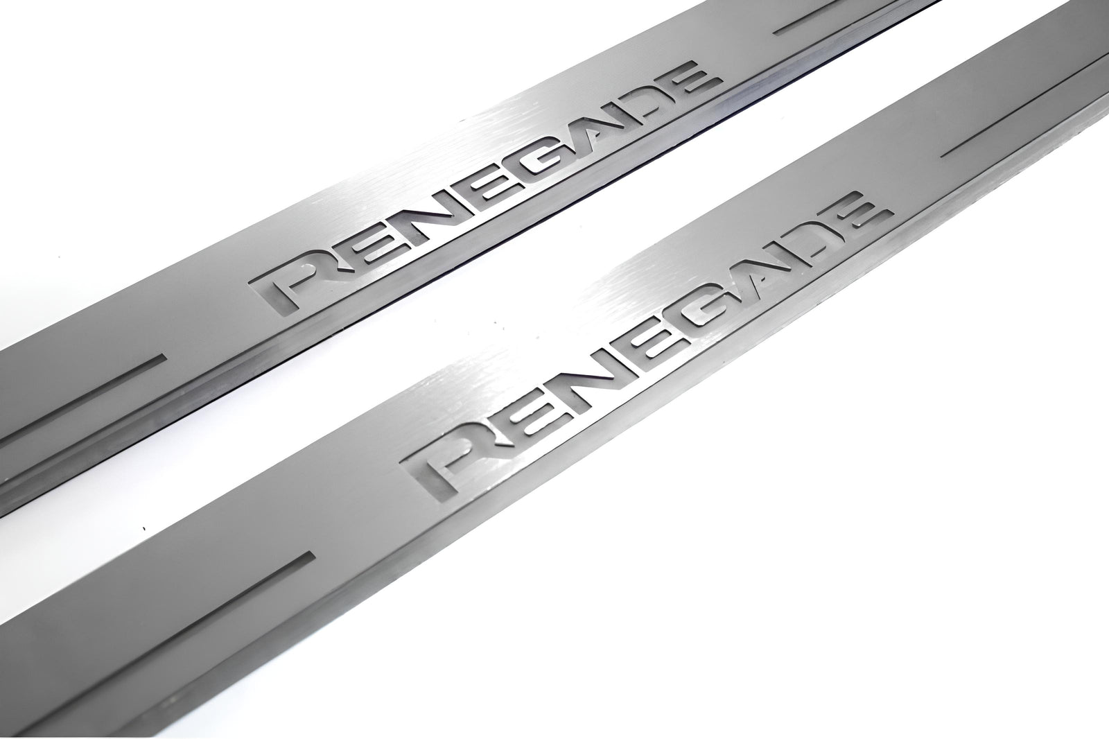stainless steel LED door sill plates with Jeep Renegade 2014+ with Renegade logo
