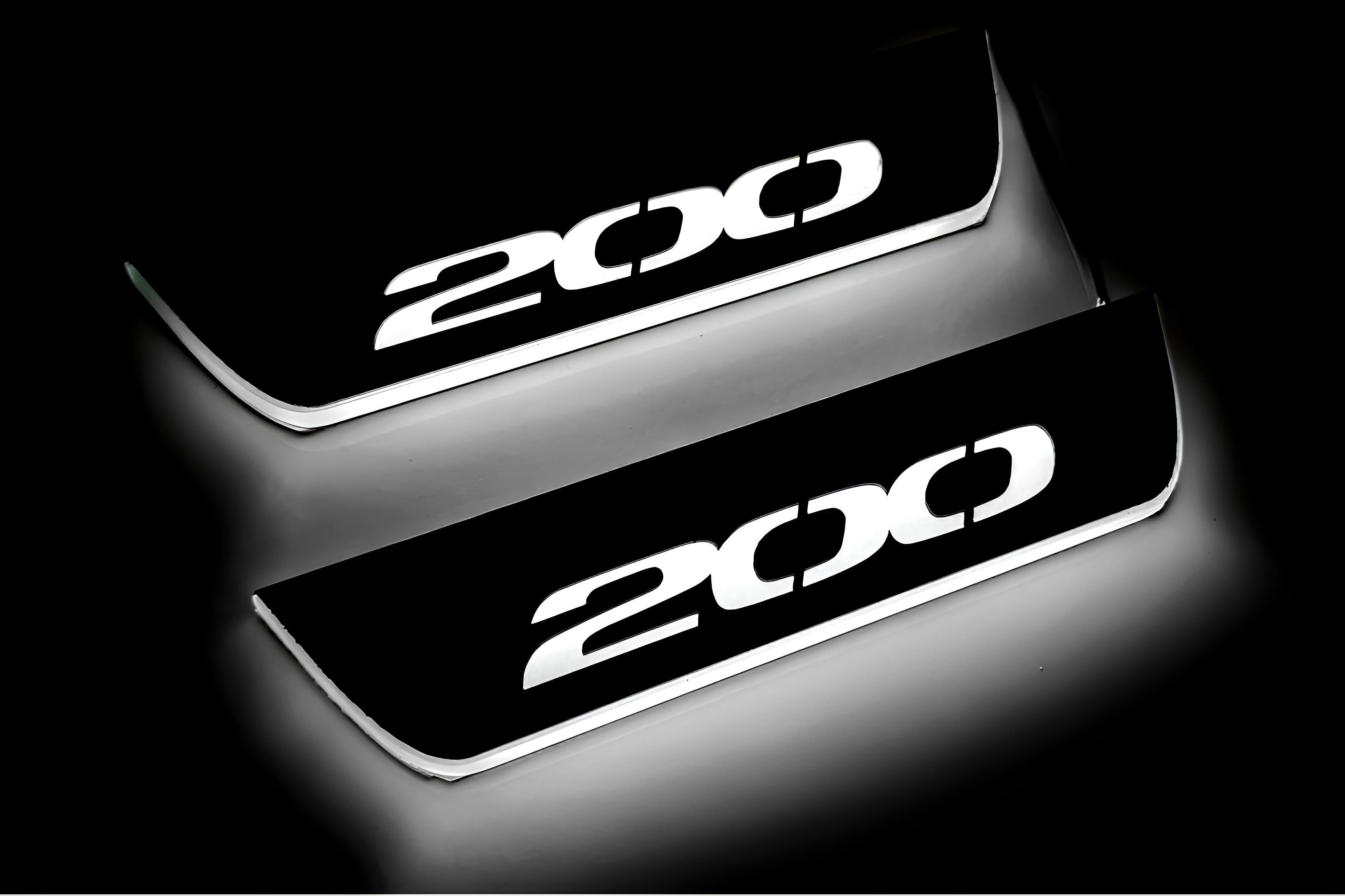 Illuminated LED Door Sill Tread Plates Chrysler 200 II 2015-2017 With 200 Logo Chrysler Led Door Sills opdesign