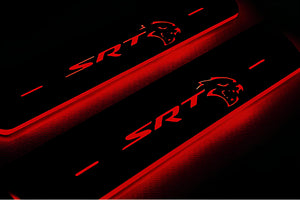 Illuminated LED Door Sill Tread Plates Chrysler 300C II 2011-2023 With SRT HELLCAT Logo Chrysler Led Door Sills decoinfabric