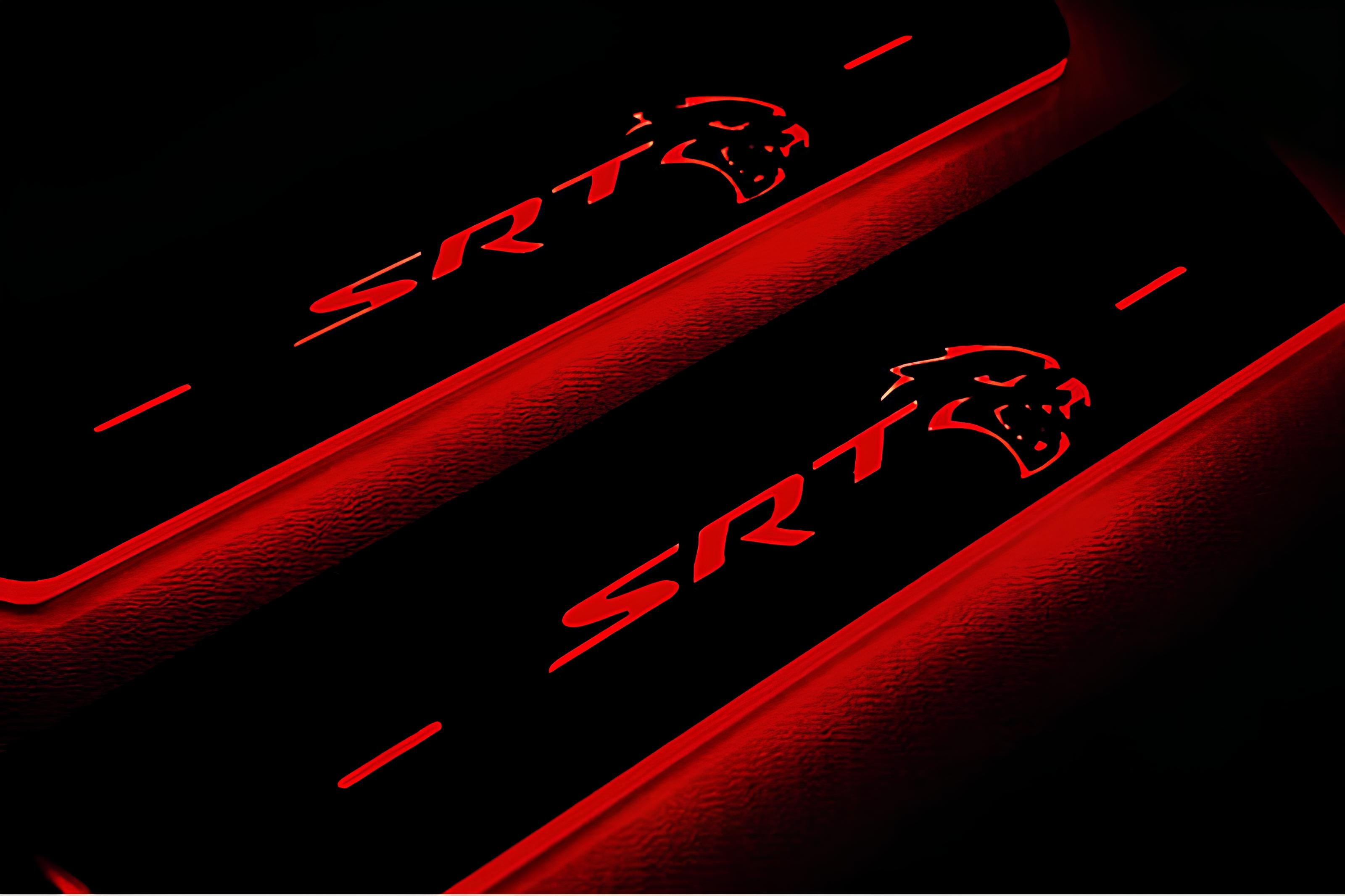 Illuminated LED Door Sill Tread Plates Chrysler 300C II 2011-2023 With SRT HELLCAT Logo Chrysler Led Door Sills decoinfabric