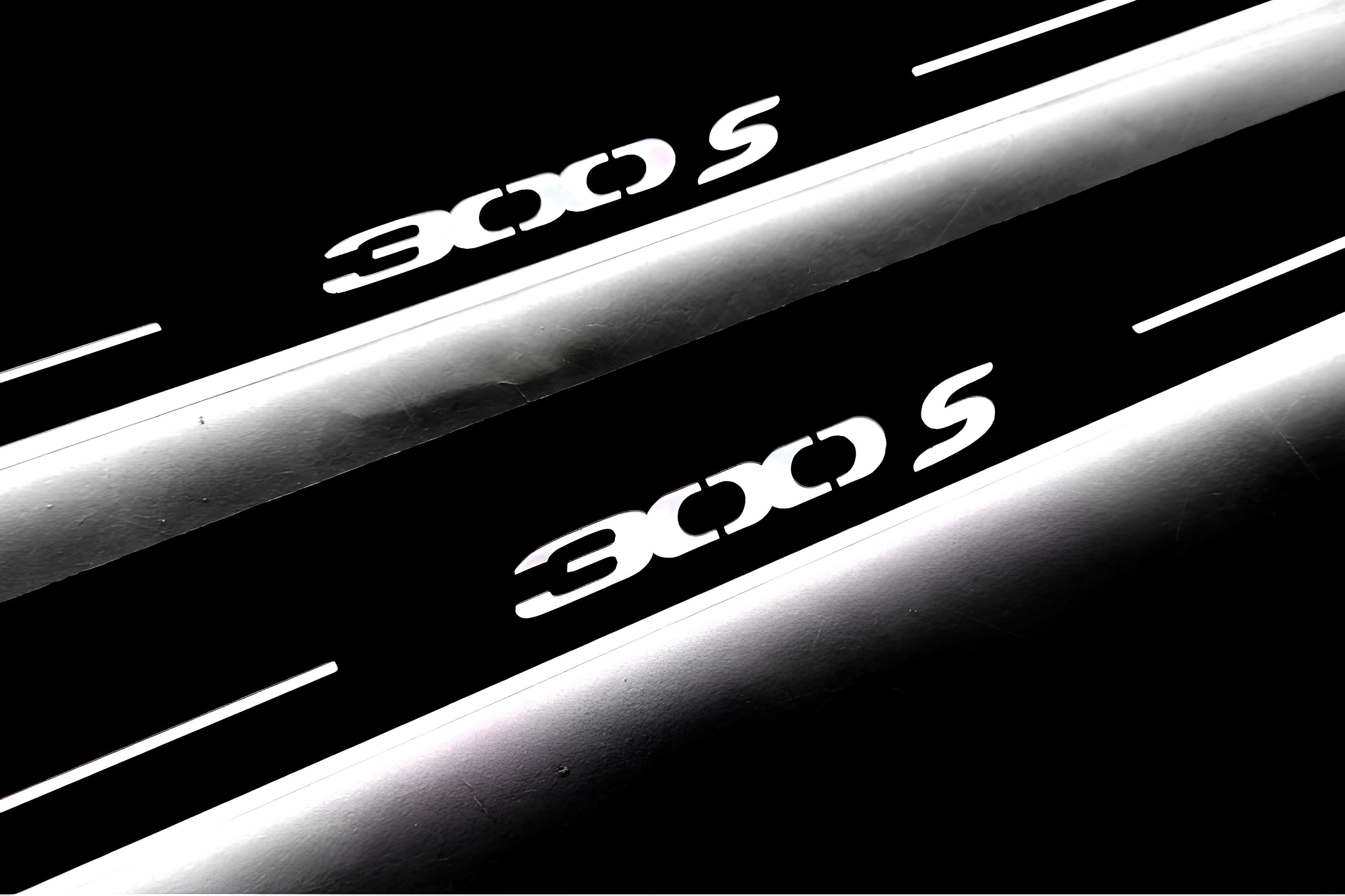 Illuminated LED Door Sill Tread Plates Chrysler 300C II 2011-2023 With 300S Logo Chrysler Led Door Sills opdesign