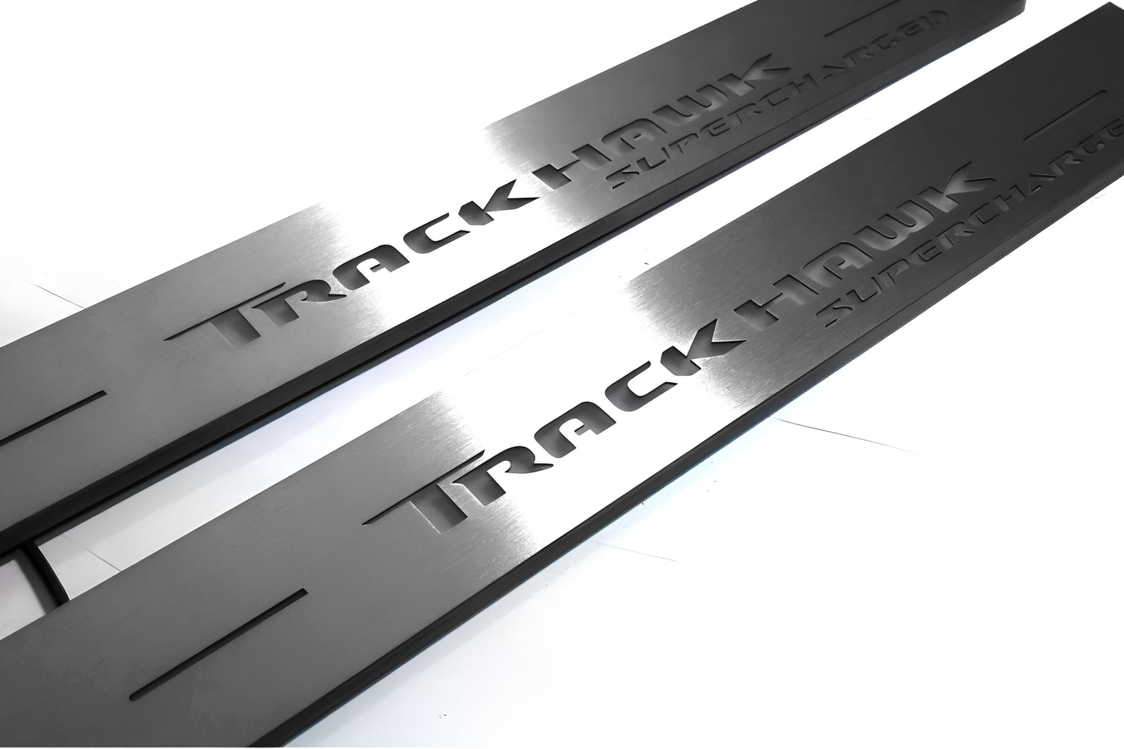 LED door sill plates for Jeep Grand Cherokee IV WK2 2010+ with TrackHawk Supercharged logo