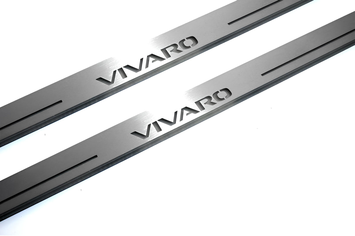 stainless steel LED door sill plates for Opel Vivaro I X83 2001+ with Vivaro logo