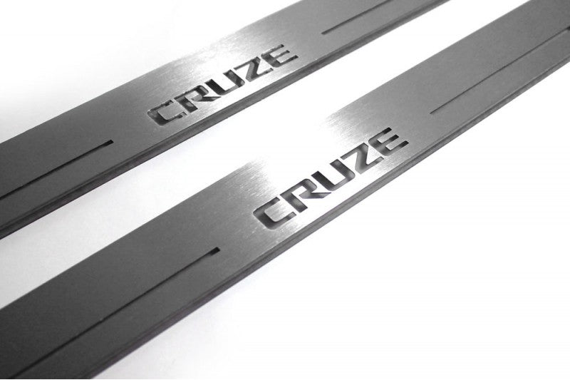 Chevrolet Cruze II 2016+ LED Door Sills Illuminated Scuff Cruze Logo Stainless Steel Entry Guards