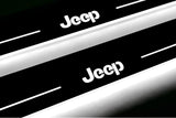 Jeep Grand Cherokee IV WK2 2010+ stainless steel LED door sill plates with Jeep logo