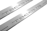 Toyota Tacoma III 2016+ stainless steel illuminated entry guards with Tacoma logo