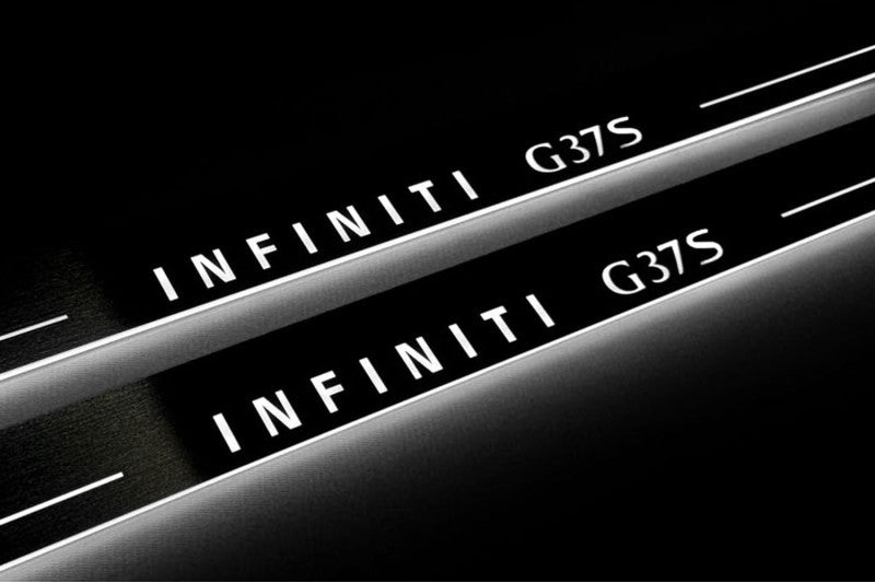 Infiniti G Coupe V36 Stainless Steel LED Door Sills – Infiniti G37S Logo