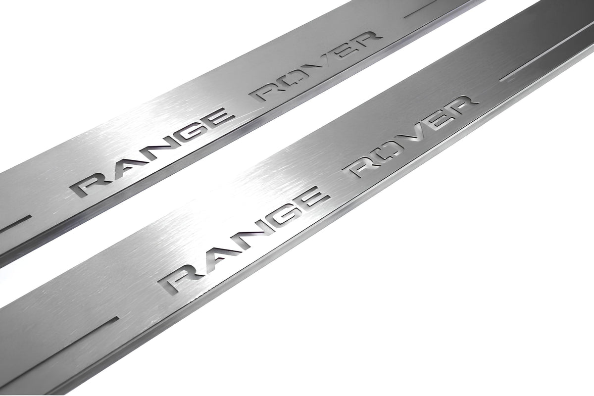 Range Rover IV 2012+ entry guards in stainless steel with Range Rover logo