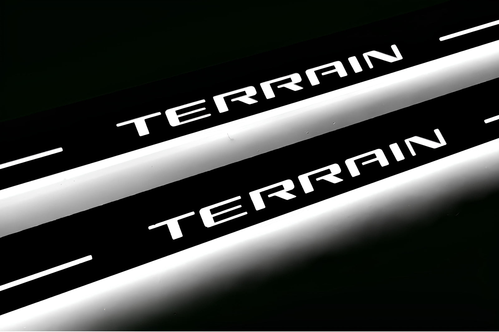 GMC Terrain II C1 2018+ LED door sill plates stainless steel with Terrain logo