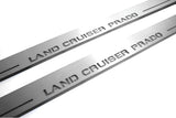 LED door sill plates Toyota Prado 120 2002+ in stainless steel with Land Cruiser Prado logo