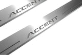 Hyundai Accent 2011+ LED door sill plates stainless steel with Accent logo