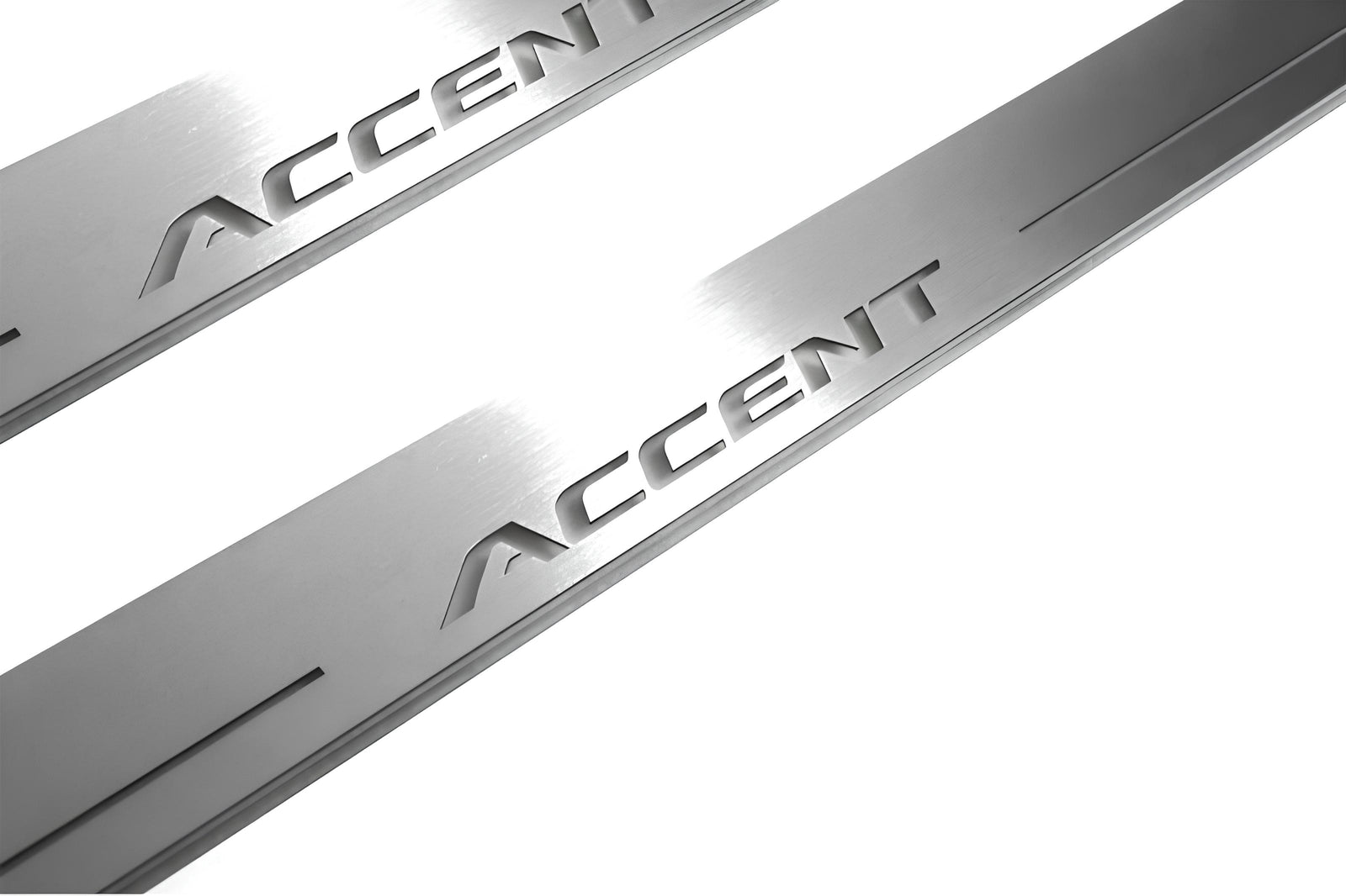 Hyundai Accent 2011+ LED door sill plates stainless steel with Accent logo
