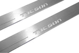 stainless steel LED door sill plates for Hyundai Tucson I 2004+ with Tucson logo