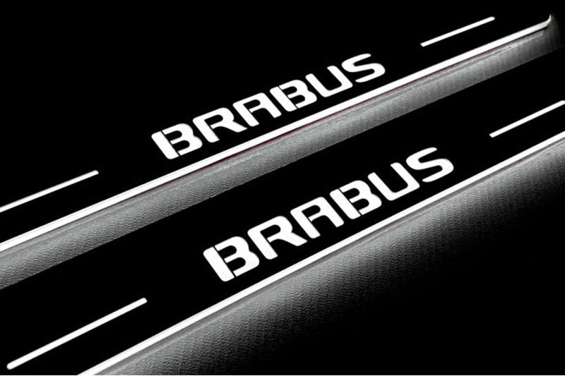 stainless steel door sill plates for Mercedes C W205 2014+ with Brabus logo