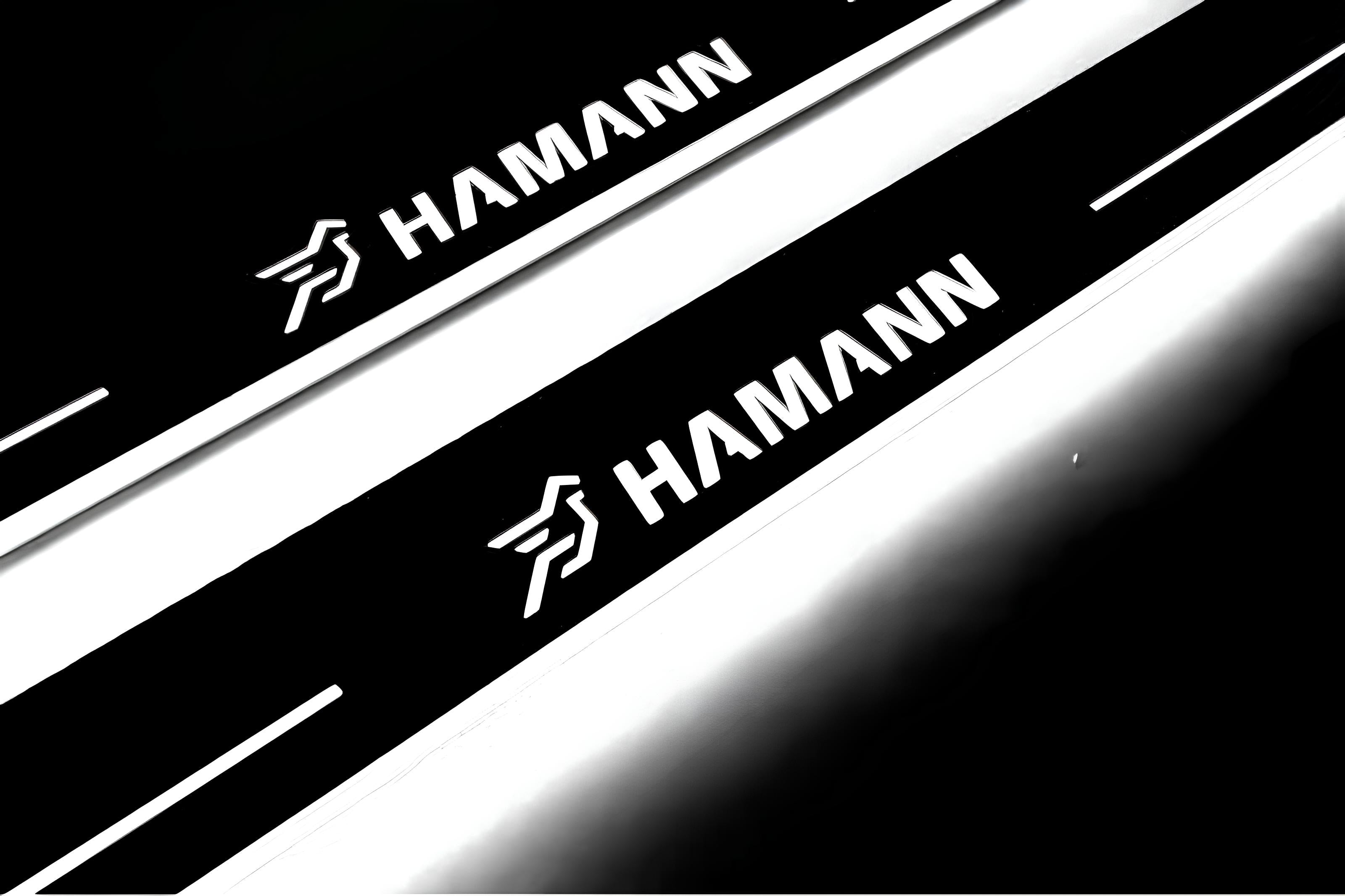Illuminated LED Door Sill Tread Plates BMW X6 F16 2015-2019 With HAMANN Logo BMW Led Door Sills opdesign