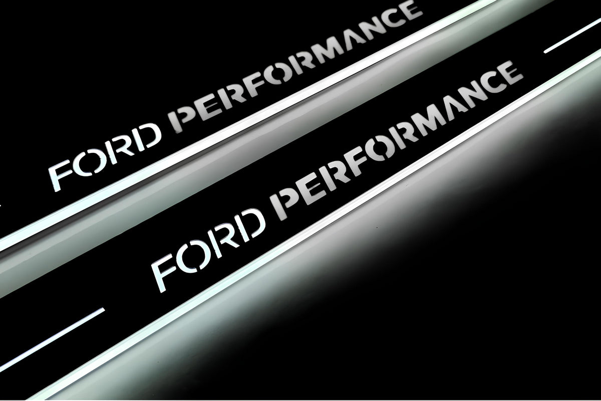 stainless steel LED door sill plates for Ford Focus III 2011+ with Ford Perfomance logo
