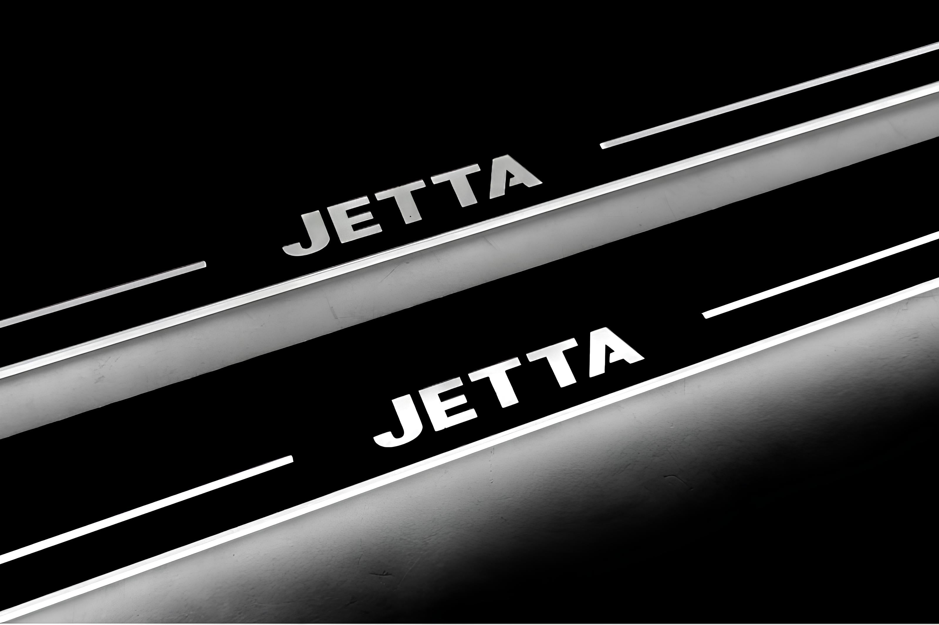 Illuminated LED Door Sill Tread Plates Volkswagen Jetta VI 2010-2018 With Jetta Logo (type 2) Volkswagen Led Door Sills opdesign