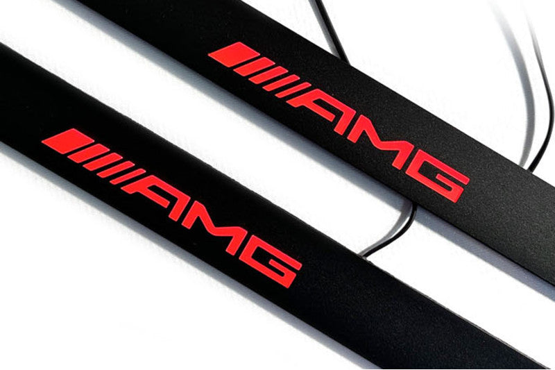 Mercedes GLA X156 2014–2019 Illuminated Matte Sill Plates with logo AMG Mercedes Led Door Sills PRO opdesign