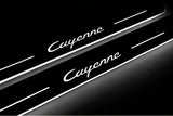 Porsche Cayenne Coupe 2019+ LED door sill plates stainless steel with Cayenne logo