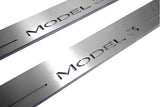 Tesla Model 3 2017+ LED door sill plates stainless steel with Model 3 logo
