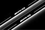Mercedes C W205 Coupe 2014+ door sill plates in stainless steel with AMG logo