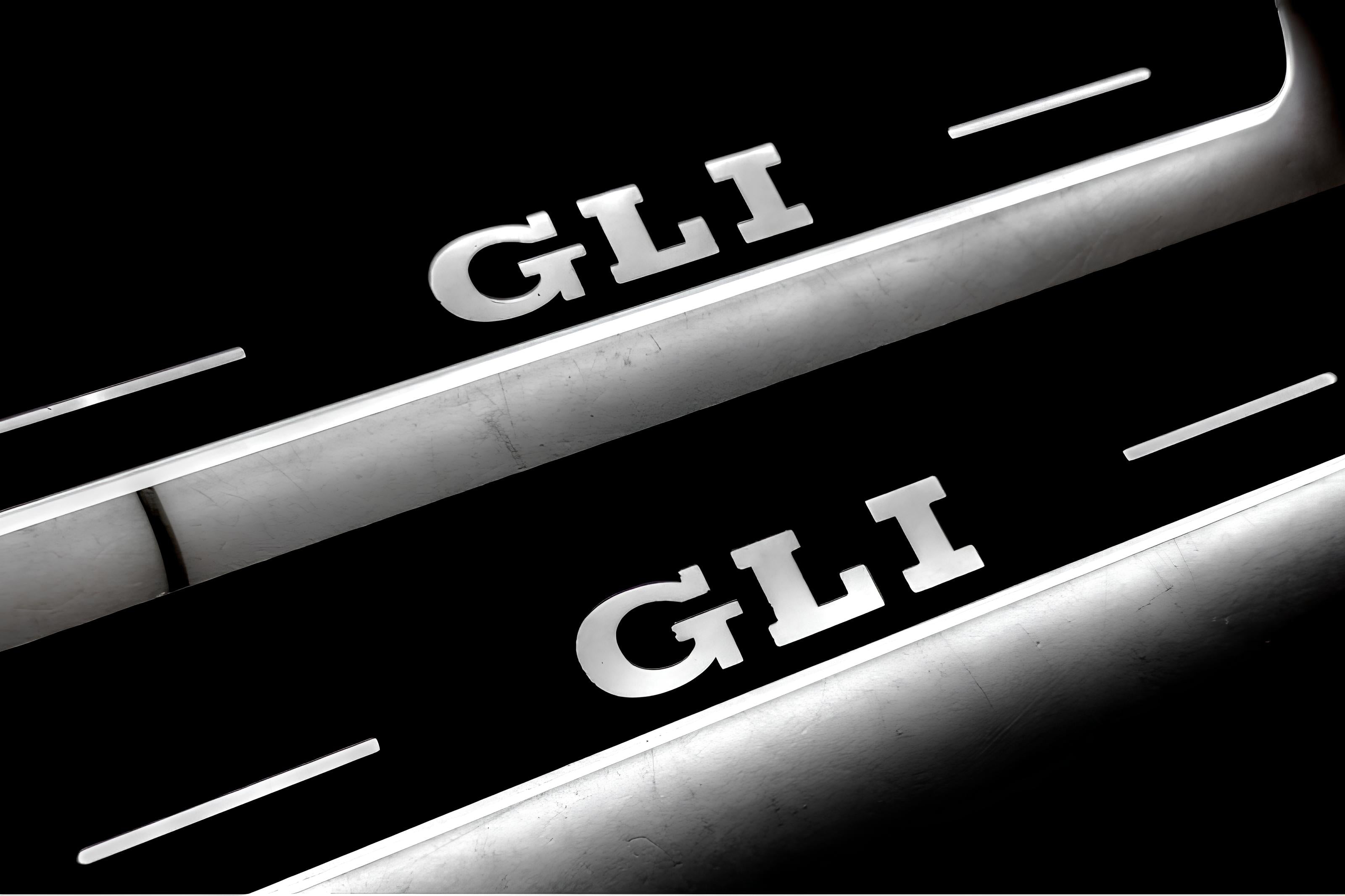Illuminated LED Door Sill Tread Plates Volkswagen Jetta VII 2019+ With GLI Logo Volkswagen Led Door Sills opdesign