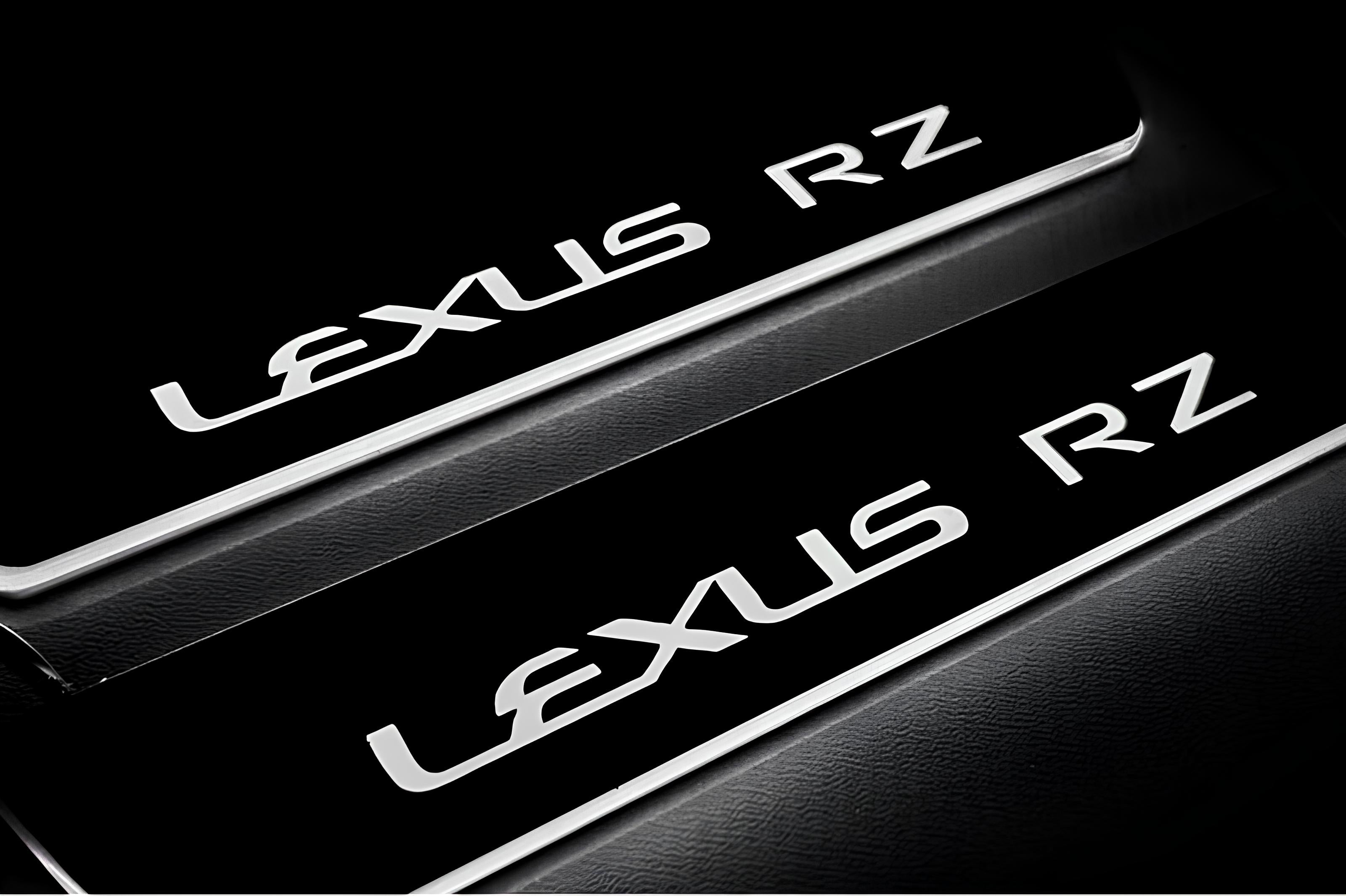 Illuminated LED Door Sill Tread Plates Lexus RZ 2022+ With Lexus RZ Logo Lexus Led Door Sills decoinfabric