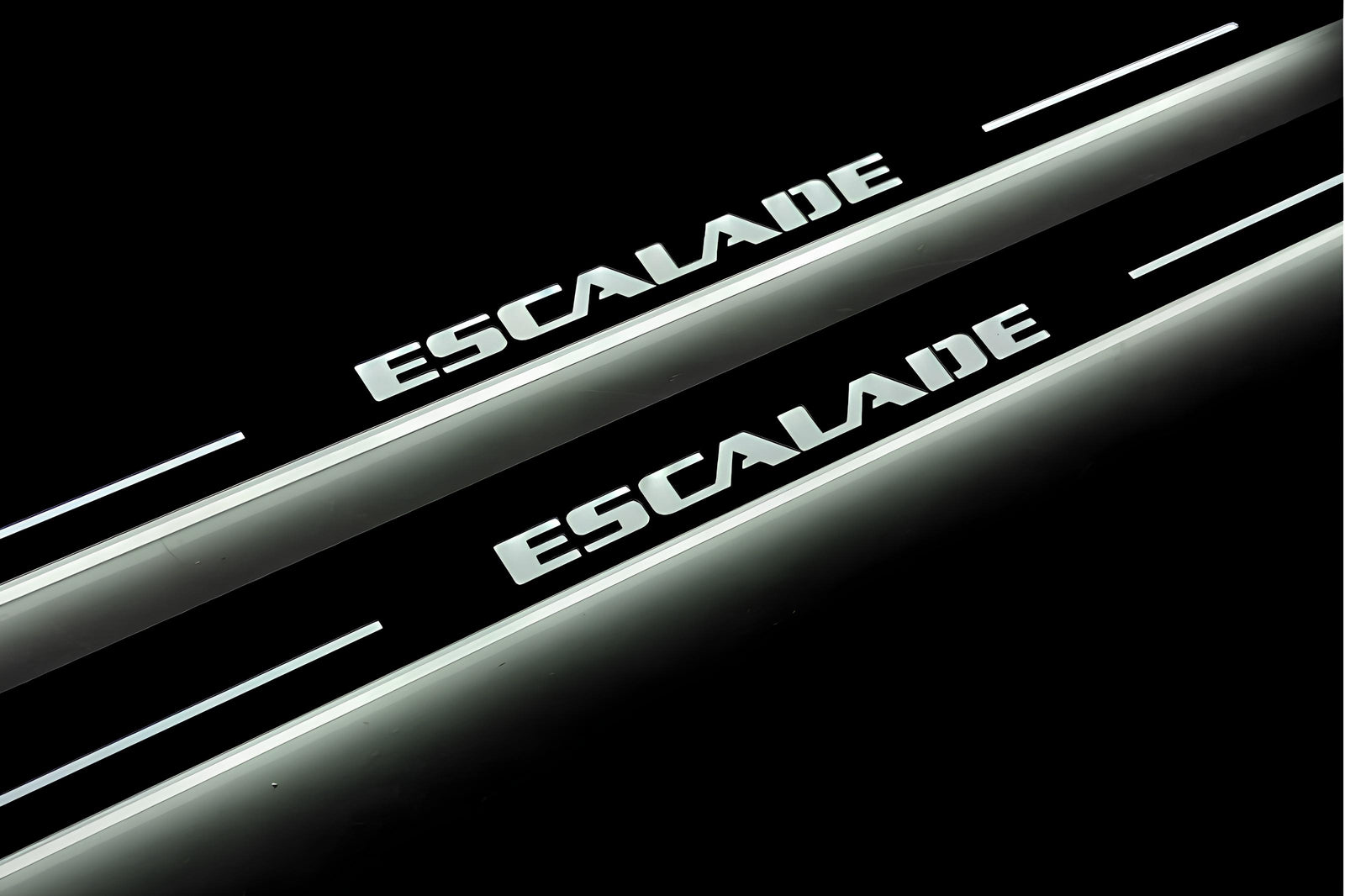 LED door sill plates for Cadillac Escalade IV 2014+ stainless steel with Escalade logo
