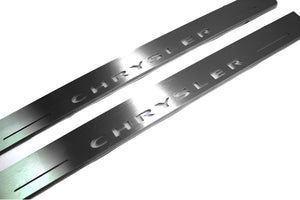 Illuminated LED Door Sill Tread Plates Chrysler 300C II 2011-2023 With Chrysler Logo Chrysler Led Door Sills opdesign