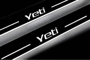 Illuminated LED Door Sill Tread Plates Skoda Yeti 2009-2017 With Yeti Logo Skoda Led Door Sills opdesign