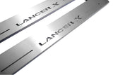 Mitsubishi Lancer X 2007+ LED door sill plates stainless steel with Lancer X logo