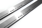 Renault Megane III 2009+ door sill plates in stainless steel with Megane logo