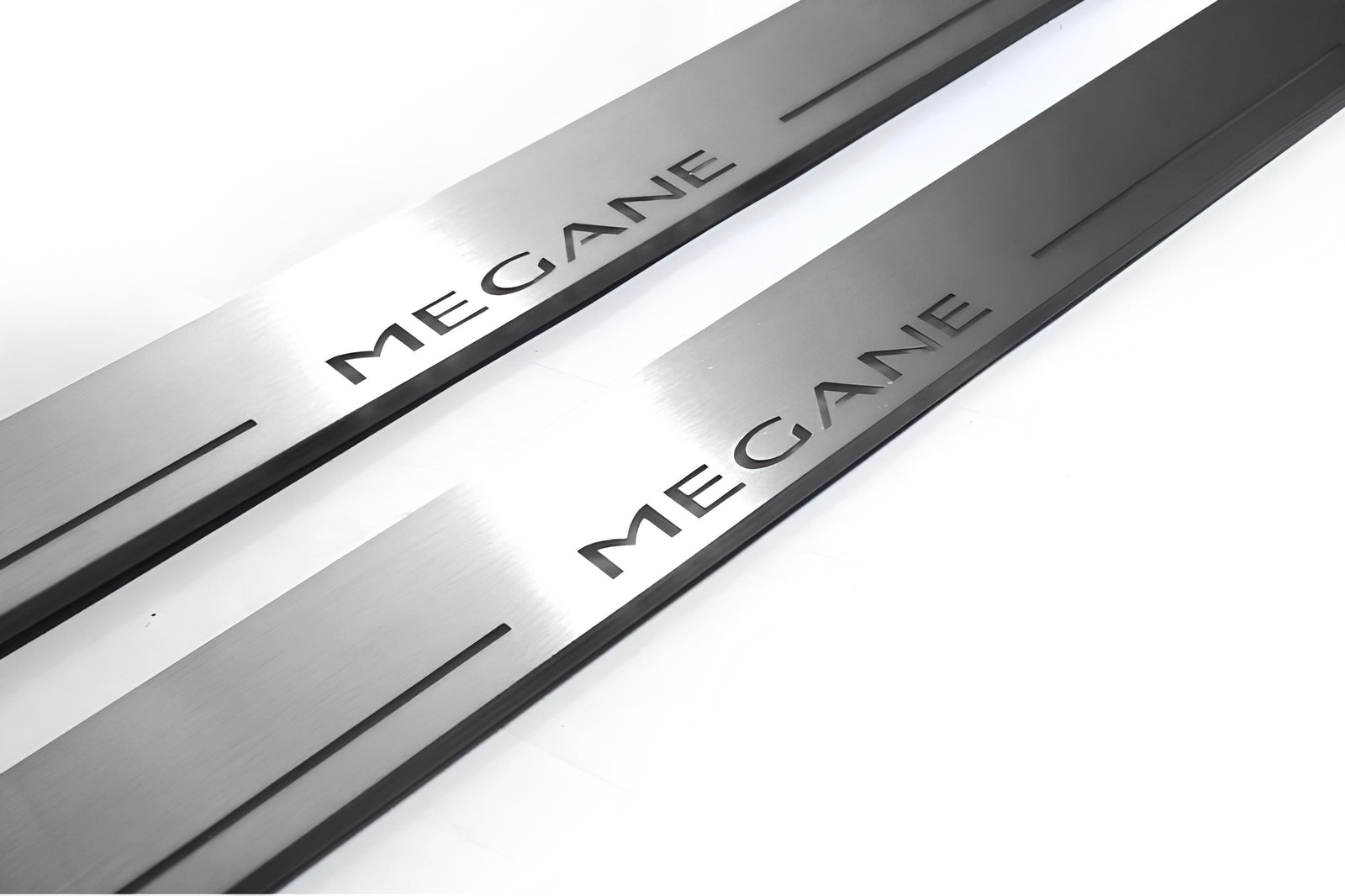 Renault Megane III 2009+ door sill plates in stainless steel with Megane logo