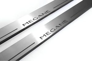 Illuminated LED Door Sill Tread Plates Renault Megane III 2009-2015 With Megane Logo Renault Led Door Sills opdesign