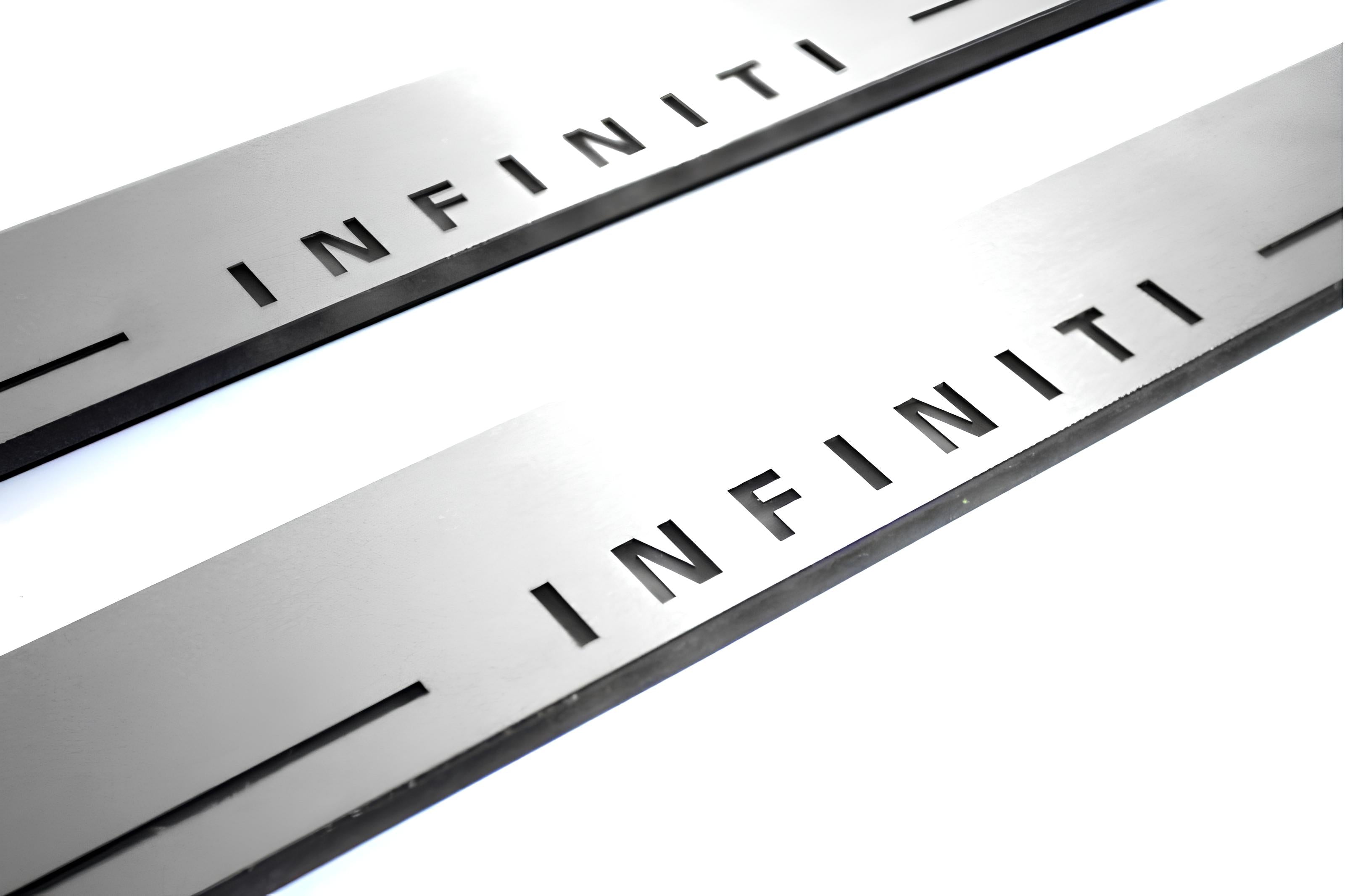 Illuminated LED Door Sill Tread Plates Infiniti QX70 (FX) 2008-2017 With Infiniti Logo Infiniti Led Door Sills opdesign