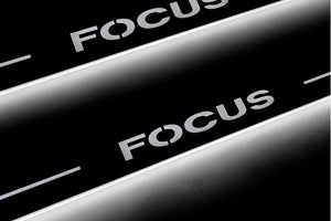 Illuminated LED Door Sill Tread Plates Ford Focus II 2004-2011 With Focus Logo Ford Led Door Sills opdesign