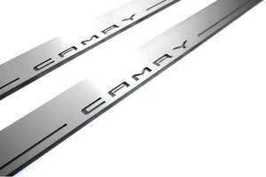 Illuminated LED Door Sill Tread Plates Toyota Camry V70 2018-2024 With Camry Logo Toyota Led Door Sills opdesign