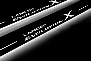 Illuminated LED Door Sill Tread Plates Mitsubishi Lancer Evolution X 2007-2016 With Lancer Evolution X Logo Mitsubishi Led Door Sills opdesign